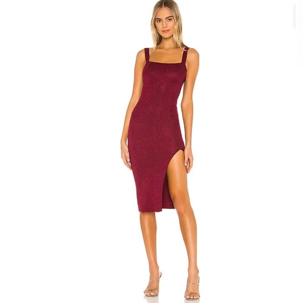 Superdown Zoe Square Neck Metallic Party Dress